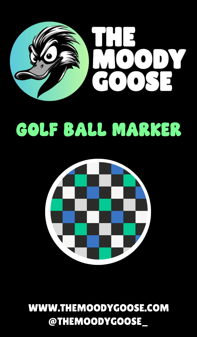 BLACK WITH BLUE & GREEN CHECKERED - BALL MARKER