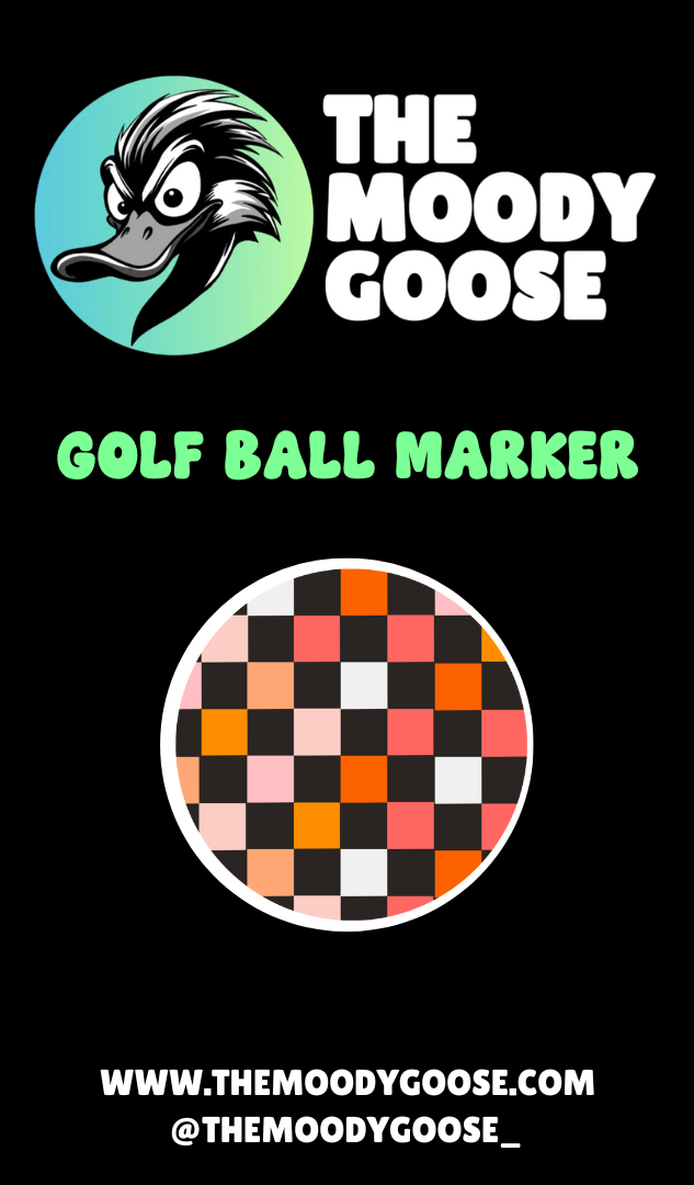 BLACK WITH ORANGE CHECKERED - BALL MARKER